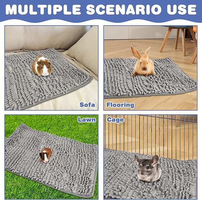 PINVNBY Guinea Pig Cage Liner Washable Fleece Pee Pads Reusable & Non-Slip Guinea Pig Bedding Rabbit Training Mat Small Animal Cage Accessories for Bunny Hamster Rat Ferret (Gray, 55" x 28")