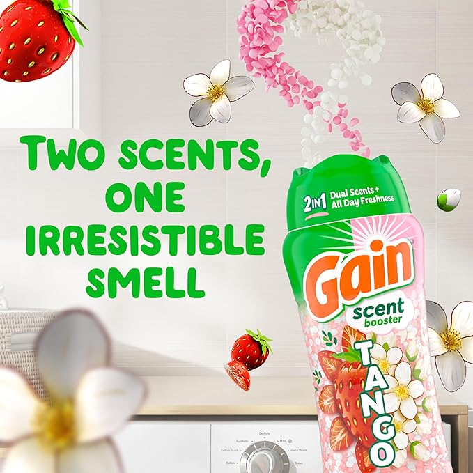 Gain Tango 2-in-1 Laundry Scent Booster Beads, Strawberry and Shea Scent, 21.1 oz, Laundry Beads with Dual Scents Plus All Day Freshness