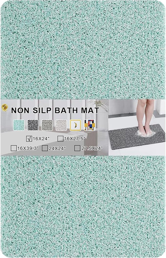 Nonslip Bathtub Mat, Anti Slip Bath Mat 0.6" Extra Thick, Quick Dry Bath Tub Anti Slip Shower Mat, Loofah Non-Slip Bath Mat for Tub Bathroom Pool Kitchen Entryway Home Hotel(Blue 16x24)
