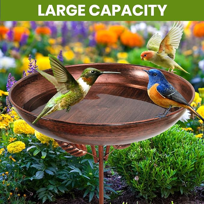 2 Pack Metal Bird Bath for Outside, Vintage Freestanding Birdbaths & Birdfeeder, Bird Baths Feeder Bowl for Outdoors Garden Patio Yard Lawn Decor