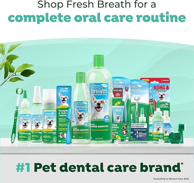 TropiClean Fresh Breath Water Additive for Dogs, Dog Breath Freshener & Teeth Cleaning Solution, No Toothpaste or Toothbrush Required, 33.8oz, 3 Pack