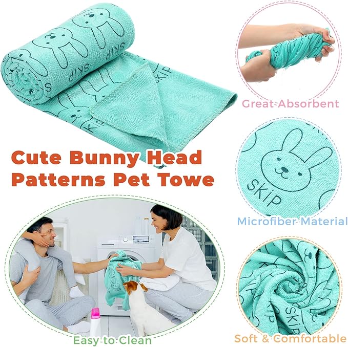 Irenare 12 Pcs Dog Towels Microfiber Pack Bulk, 20 x 40 inch Quick Drying Absorbent Pet Puppy Towels for Drying Small Puppy Dog Cat Pet Kitten Grooming Bathing Shower Travel Supplies