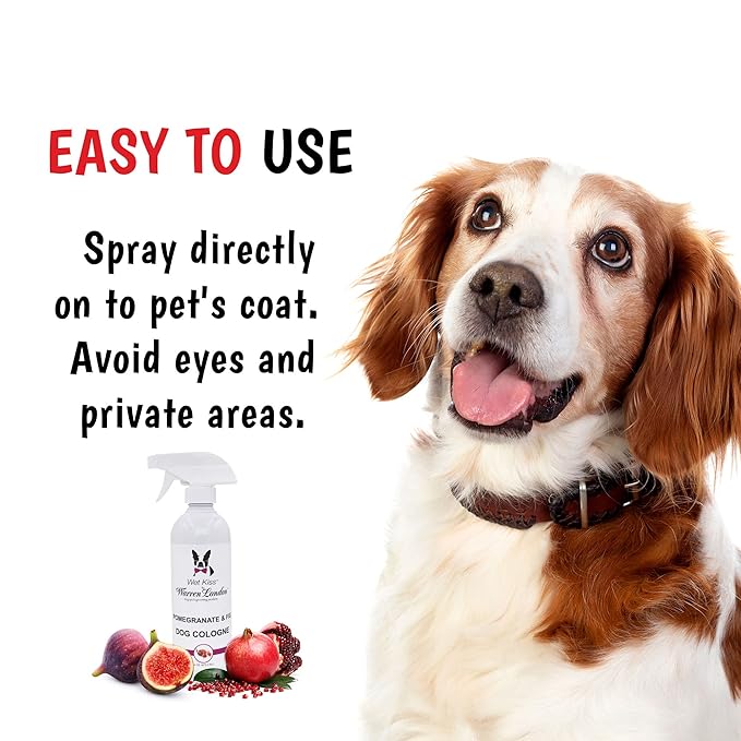 Warren London Wet Kiss Dog Cologne Spray – Pomegranate & Fig | Long-Lasting Odor Eliminator & Coat Freshener for Dogs & Cats | 16 oz