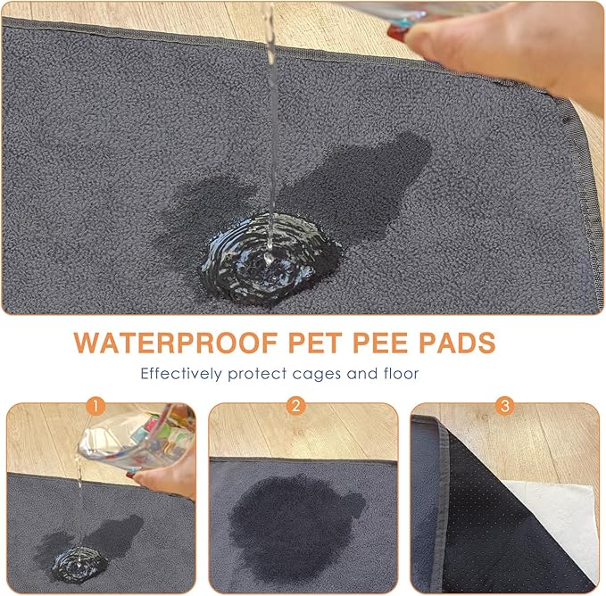 Guinea Pig Fleece Cage Liners for C&C 2x4 Habitat, Washable Reusable Guinea Pig Bedding Super Absorbent Guinea Pig Pee Pads Anti Slip Mat for Rabbit Hamster Rat - 2 Pack 57.1" x 27.6"