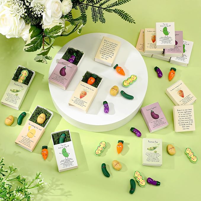 25 Set Employee Appreciation Gifts Bulk Coworkers Thank You Desk Pets Holiday Small Cute Emotional Support Resin Ornaments Card Box for Women Men Adults Office (Potato)