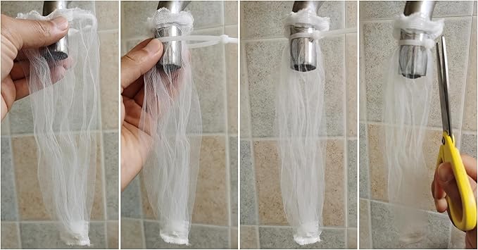 50 Pieces Washing Machine Hose Lint Traps Pet Dog Hair Catcher for Washer Laundry Lint Snare Sink Drain Hose Filter Dryer Mesh Bag with 50pcs Cable Ties