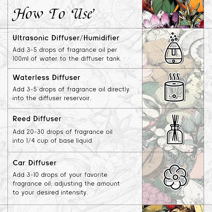 HIQILI Diffuser Oil for Humidifier & Reed Diffusers, Suitable for Home and Other Scenarios, Long Lasting Scent - Misty Cedar, 0.34 Fl Oz