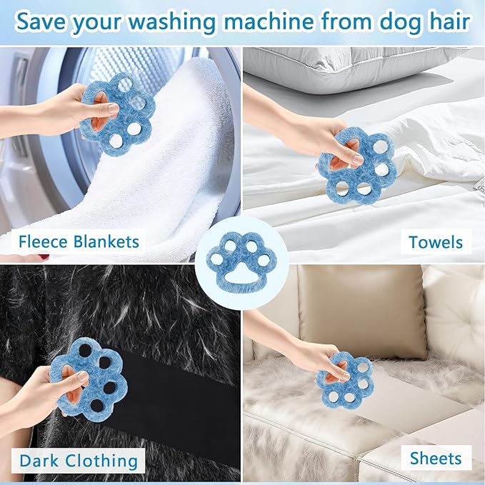 6 Pcs Pet Hair Remover for Laundry, Reusable Dog Cat Lint Catcher for Washing Machine, Effectively Removes Lint and Dander, Pet Hair Catcher for Washer, Dryer, Clothes, Bedding, Towels