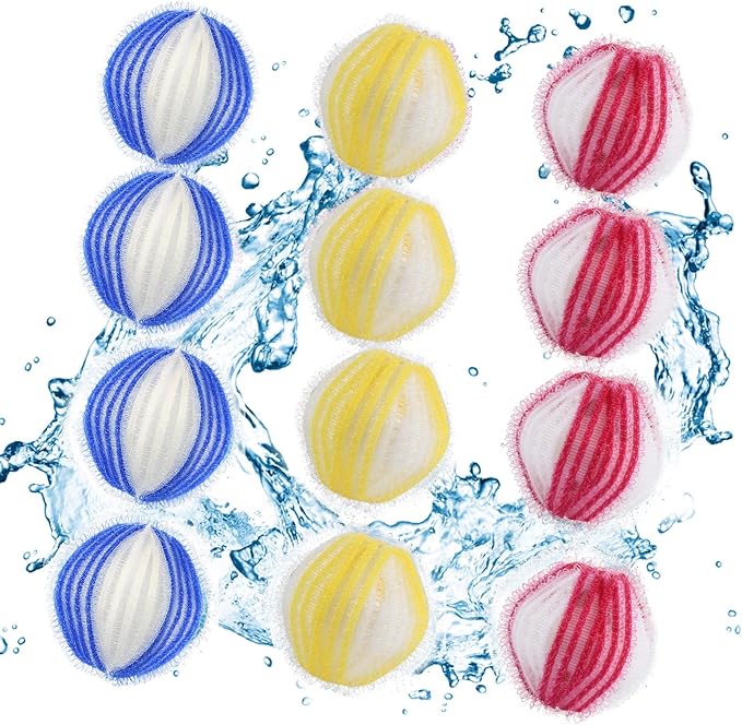 12 PCS Pet Hair Remover for Laundry, Reusable Dog & Cat Hair Catcher for Clothes & Bedding, Lint Catcher Laundry Balls in Washing Machine, Dryers