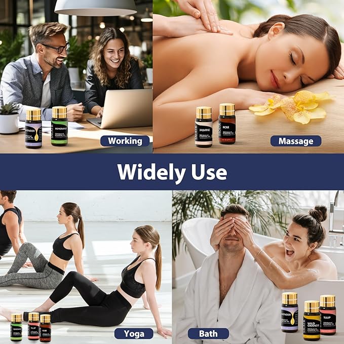 Essential Oils by SACATR Natural Essential Oil Set -12 Essential Oils Gift Set for Diffuser, Massage, Fragrance Oil Scent for DIY Candle and Soap Making (12 * 5ML)