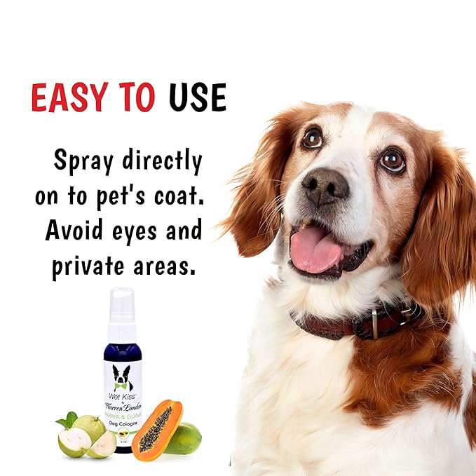 Warren London Wet Kiss Dog Cologne Spray – Papaya & Guava | Long-Lasting Odor Eliminator & Coat Freshener for Dogs & Cats | 16 oz
