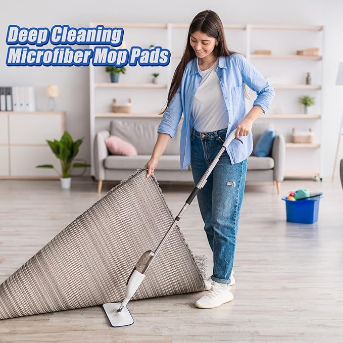 12 Pieces Microfiber Cleaning Pads Compatible with Bona Mop Reusable 18 Inch Replacement Cleaning Pads Washable Refills Replacement Heads for Floor Cleaning