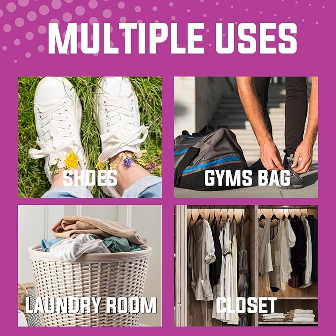 4 Pack Baking Soda Deodorizers, Lavender Scent Shoe Deodorizer Balls, Air Freshener for Home, Odor Eliminator for Closets Bathroom Pets, Up to 80 Days