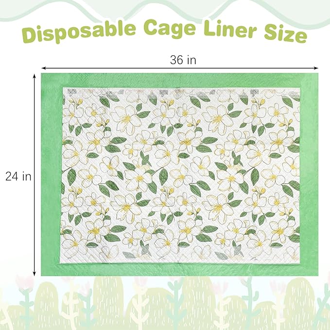Fhiny 20 PCS Disposable Guinea Pig Cage Liner, 24'' x 36'' Super Absorbent Rabbit Pee Pads Odor Control Small Pet Cage Bedding Accessories for Rabbit Bunny Ferret Cat Puppy and Other Small Animals
