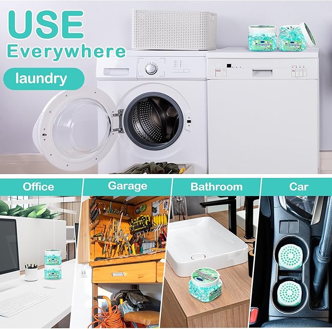 12 Pcs Air Freshener Gel Bulk Odor Eliminator Gel Beads 8 oz Long Lasting Air Freshener Beads Eliminates Odors in Home Bathrooms, Cars, Boats, Rvs and Pet Areas(Jasmine)