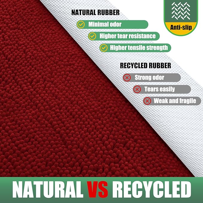 IM HOME Chenille Absorbent Outdoor Doormat 71" x 25", Washable Muddy Door Mats for Dog Non Slip Heavy Indoor Doormat Soft Front Doormats for Entryway, Mud Dog Paws, Patio Red Burgundy