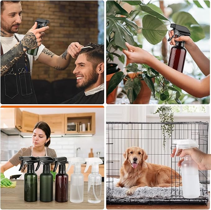 Plastic Spray Bottles (2 Pack 10 oz), Leakproof Adjustable Fine Mist & Jet Stream Nozzle, Premium BPA-Free Plastic Multi-Purpose for Hair, Plants, Cleaning (2 PACK GREEN)