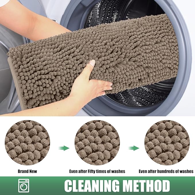 IM HOME Chenille Absorbent Outdoor Doormat 30" x 20", Washable Muddy Door Mats for Dog Non Slip Indoor Doormat Dog Mat for Muddy Paw Front Inside Doormats for Entryway Beige