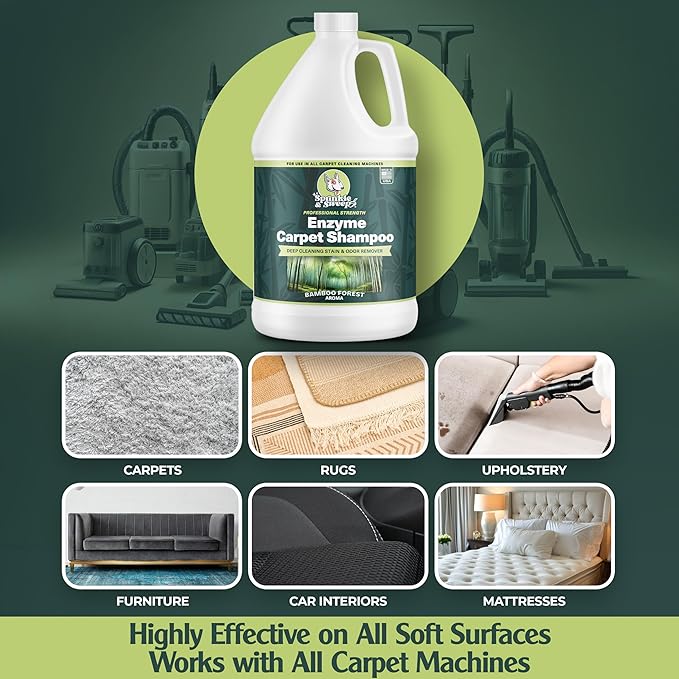 Enzyme Carpet Cleaner - Enzyme Carpet Shampoo (1gal) - Carpet Cleaner Solution to Eliminate Tough Stains & Neutralize Odors - Removes Dog, Cat, All Pets Urine- Use with All Machines