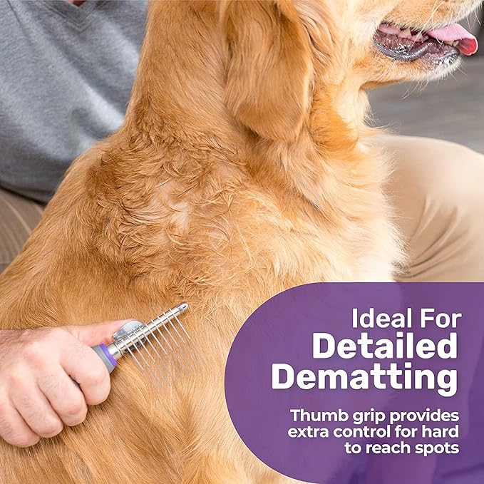 Hertzko Grooming Dematting Comb for Pets - Removes Mats and Tangles - Ideal Dematting Comb for Dogs and Cats - Grooming Tool for All Fur Types - Easy to Use and Clean - Stainless Steel