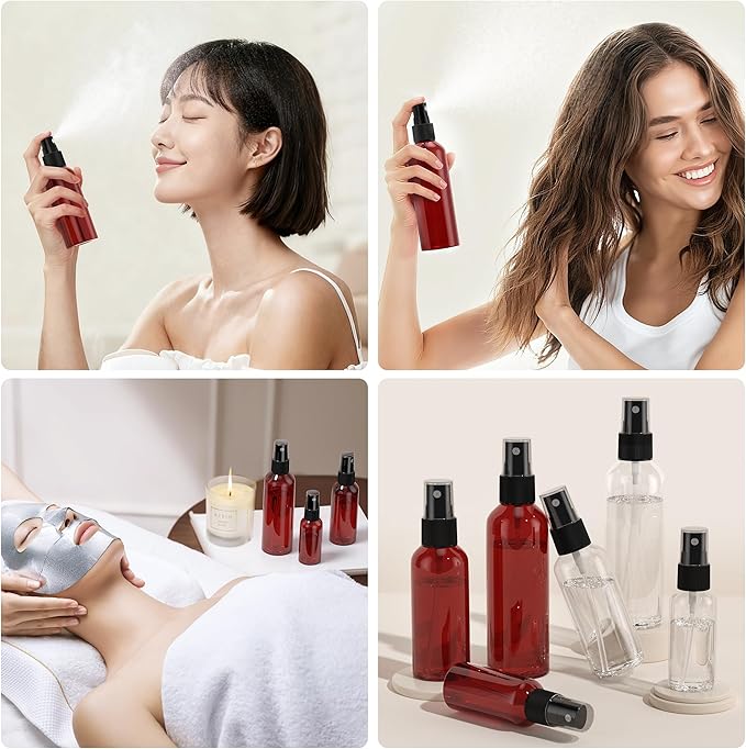 100Pack Small Spray Bottles 1oz, 30ml Travel Spray Bottle with Black Fine Mist Sprayer, Mini Empty Refillable Containers Portable Cosmetic Bottles for Plants, Cleaning, Misting & Skin Care-Red