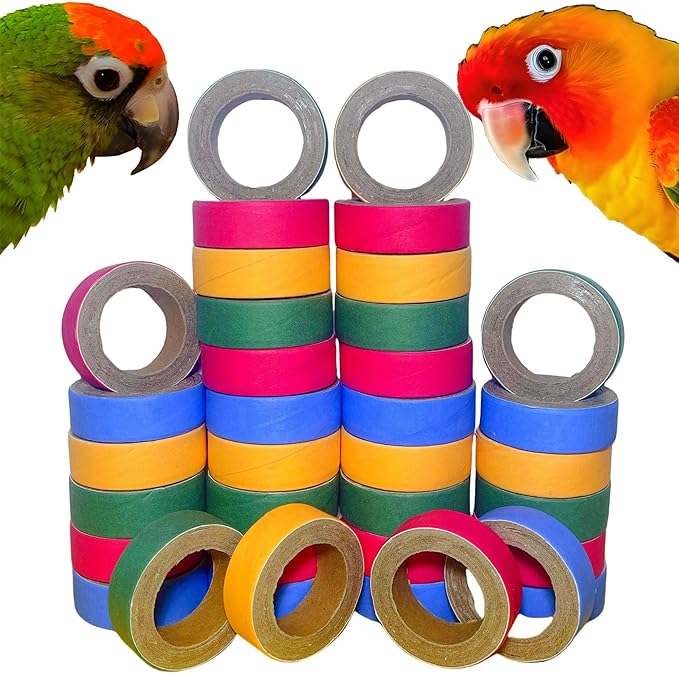 36 Pcs Chew Bagels Bird Toys for Parrots Durable Cardboard BrioChew 0.3in“ Thick Chewing Shredding Foraging Foot for Medium & Large Parrot Amazons Mini Macaws African Greys Cockatoos Eclectus Senegal