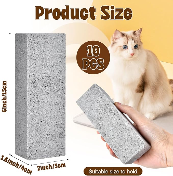 10Pcs Pet Pet Hair Removal Stone, 6 Inch Pet Fur Remover Pumice Stone for Dog Cat Hair Removal,Cleaning Pet Hair Stone Dog Fur Removal Tool for Car Bedding Carpet Furniture Clean (6x2x1.6 IN)