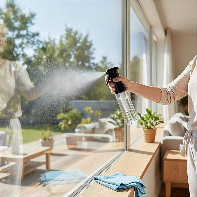 Spray Bottle for Hair, SkinCare, Planting, Showering Pets, Travel, Cleaning &Home, Empty Ultra Fine Mist hair spray bottle for Styling, Water Mister, Refillable(300ml/10.1 oz)(Black)