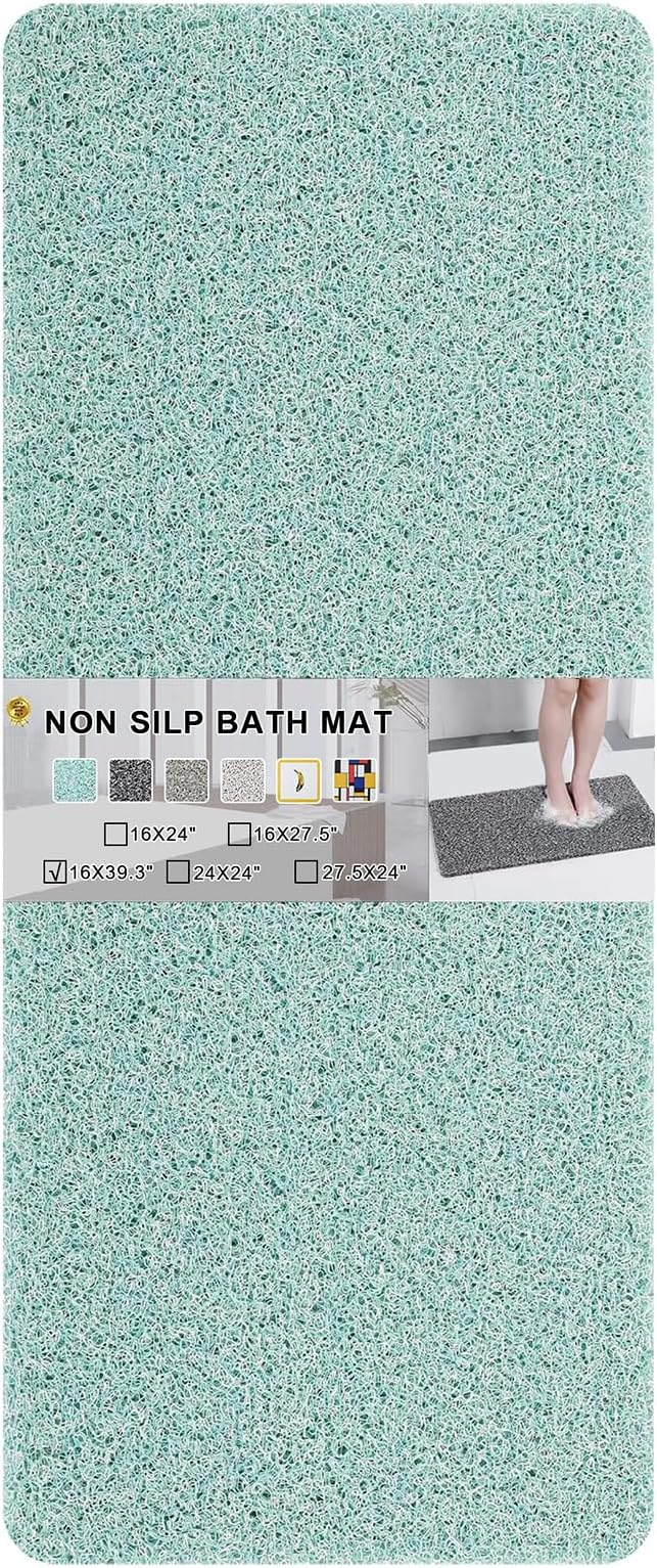 Nonslip Bathtub Mat, Anti Slip Bath Mat 0.6" Extra Thick, Quick Dry Bath Tub Anti Slip Shower Mat, Loofah Non-Slip Bath Mat for Tub Bathroom Pool Kitchen Entryway Home Hotel(Blue 16x39)