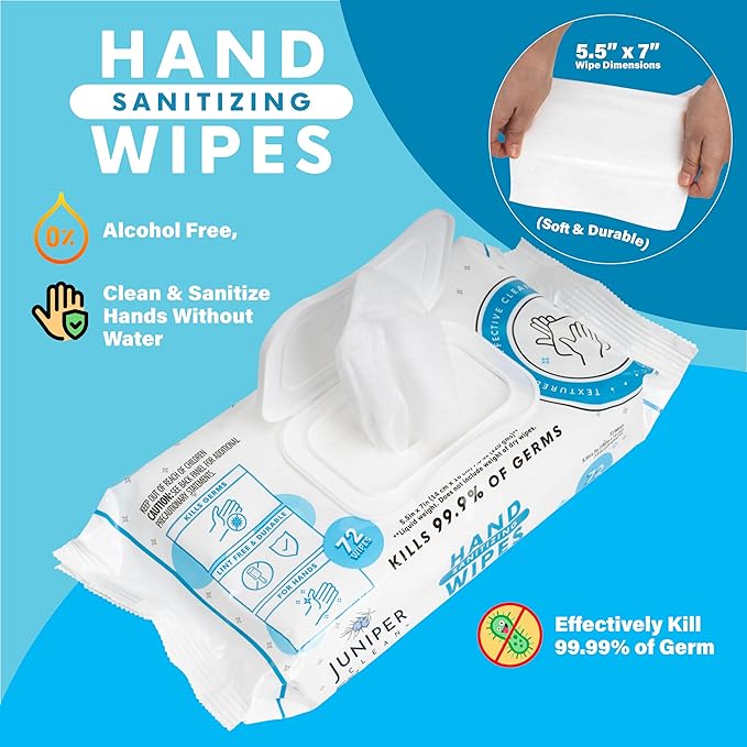 24 Pack Hand Sanitizing Wipes, 1728 Count Disposable Hand Sanitizer Wipes, Fresh Scent, Lint Free & Durable