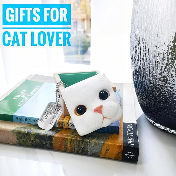 Cat Keepsake Box Memory Decorative Box Cat Portrait Gifts For Pet Owners And Pet Lovers Holds Jewelry Cat's Whiskers Fur and as a Memory Box (White Cat)