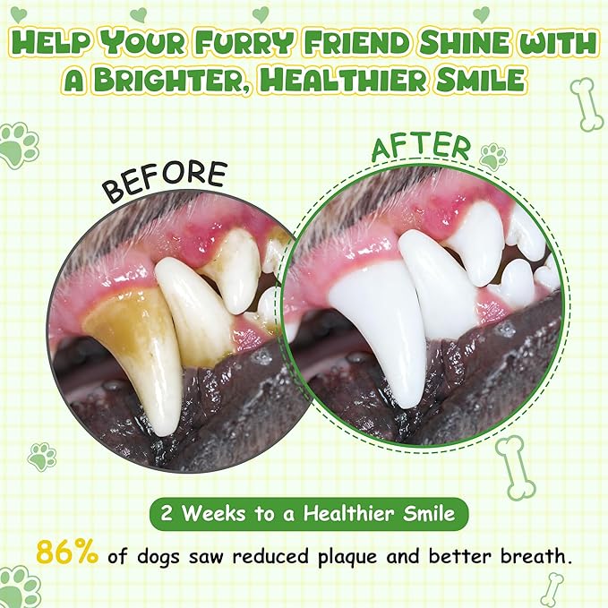 Dog Teeth Cleaning Powder, Dog Dental Powder and Cats Breath Freshener, Plaque Off, Bad Breath & Tartar Remover for Dogs, Dog Teeth Cleaning with Enzymes- 60-Day Supply -Mint Flavor