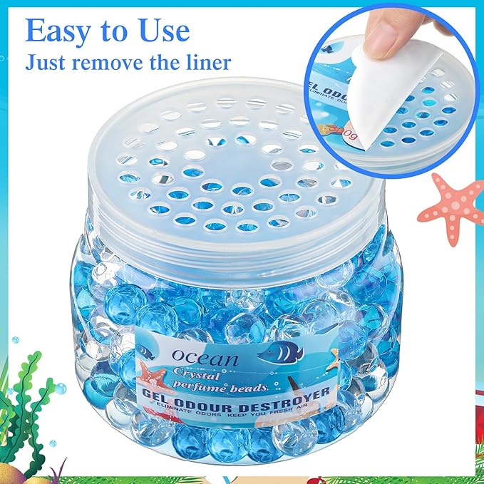 9 Pack Odor Eliminator Gel Beads Bulk 10 Ounces Air Freshener Gel Beads Odor Eliminator for Home, Bathrooms, Cars, Boats and Pet Areas(Ocean)