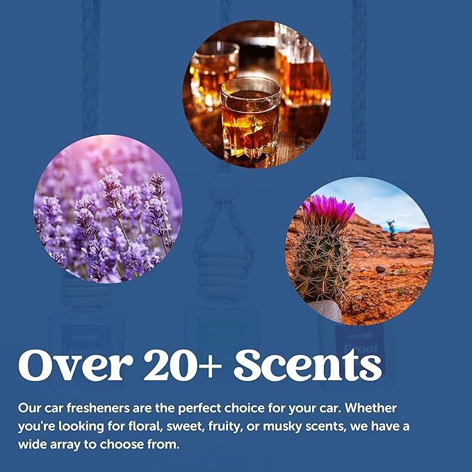 CE Craft Hanging Car Air Freshener – Fragrance Oil Diffuser with Essential Oils – Long-Lasting Aromatherapy Scents for Automobiles – 4 Pack, Designer