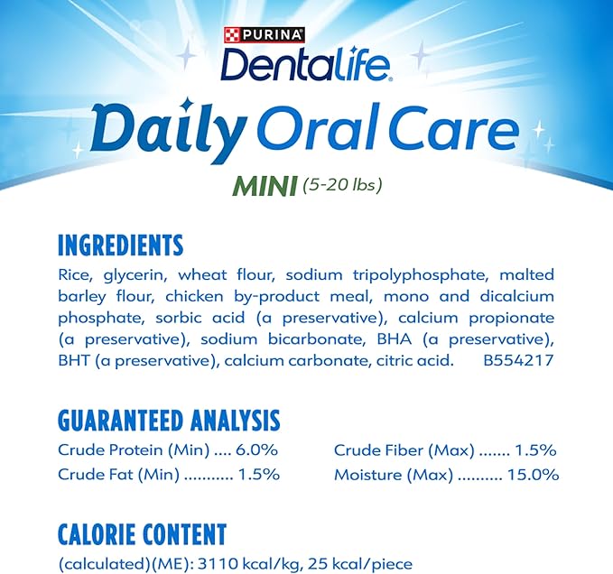 DentaLife Daily Oral Care Dog Treats for Small Dogs 5-20 lbs., Chewy Dental Treat to Freshen Breath and Fight Tartar, Chicken Flavor, 14.7 oz. each, 45 Chews each/90 Total Chews - 45 ct. Pouch