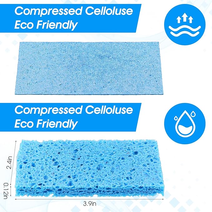 100 Pieces Kitchen Sponge Bulk Natural Sponges for Dishes Compressed Wood Pulp Sponges Cleaning Sponge Without Scratching for Kitchen Bathroom, 3.9 x 2.4 x 0.2 Inch (Multicolor)