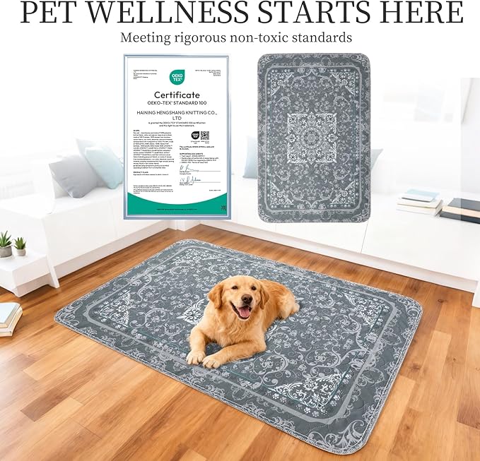 Homimp Washable Pee Pads for Dogs,4 Pack Reusable Puppy Pads,Absorbent and Leakproof Dog Pee Pads,Non Slip Puppy Training Pads,Pet Mat for Floor,Crate,Couch,Whelping,Grey 36"x36"