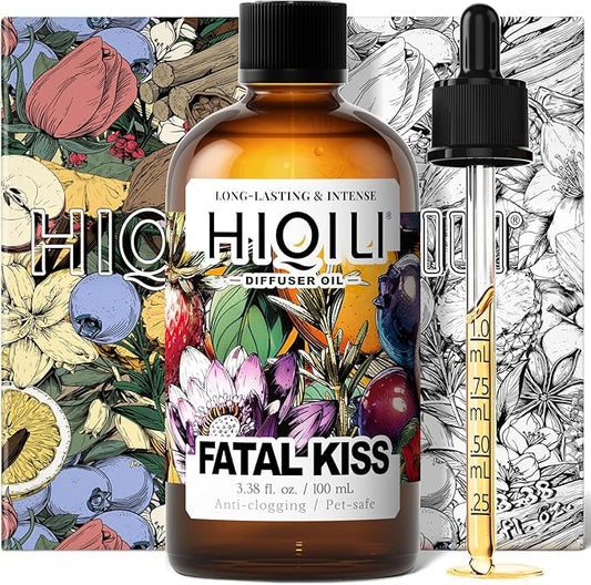 HIQILI Diffuser Oil for Humidifier & Reed Diffusers, Suitable for Home and Other Scenarios, Long Lasting Scent - Fatal Kiss, 3.38 Fl Oz