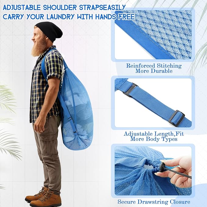 4 Pcs Large Mesh Laundry Bag with Adjustable Drawstring Closure 24 x 36 Inches Travel Laundry Bags for Dirty Clothes Machine Travel Washable College Dorm Sports(Colorful)