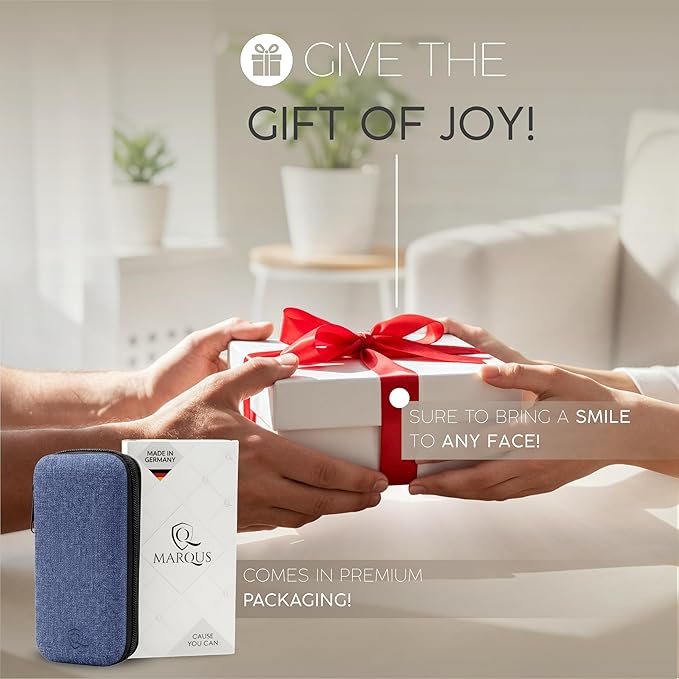 Manicure Set Solingen Made in Germany - 7 Piece Exclusive Finger & Toe Nail Clippers Kit for Women and Men in Vegan Leather Case, Color Jeans