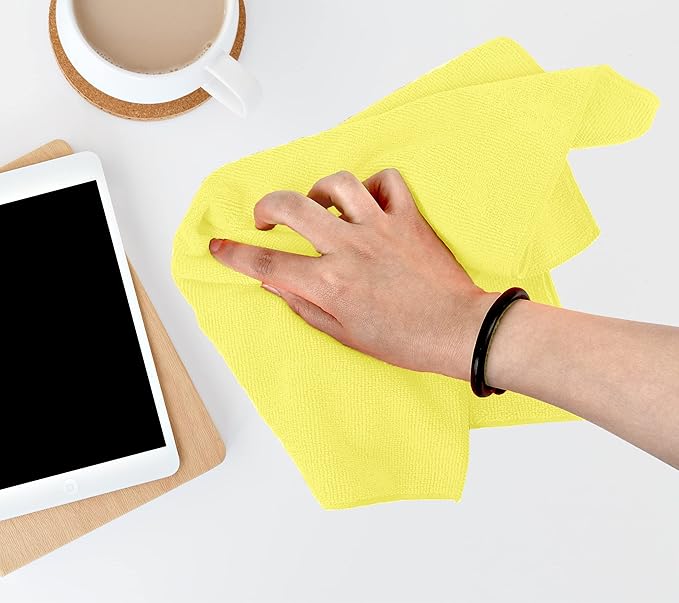 Avalon Towels Microfiber Cleaning Cloths (Value Pack of 36) Size 16" x 16", Highly Absorbent Cleaning Rags, Lint Free Cleaning Towels, Reusable and Washable, Microfiber Towels for Cars (Yellow)