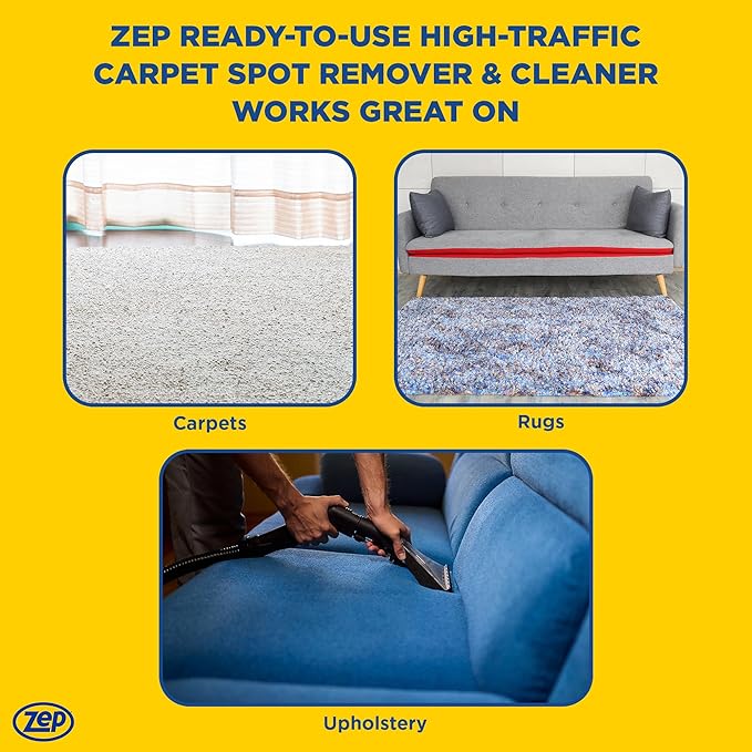 Zep High Traffic Carpet Cleaner - 1 Gallon (Case of 4) ZUHTC128 - Penetrating Formula Removes Deep Stains. Make High-Traffic Areas Look New Again