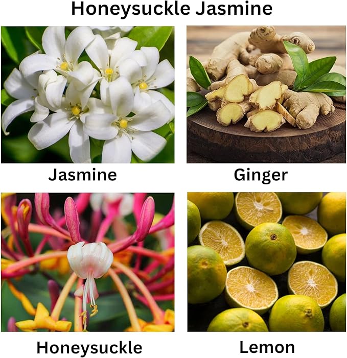 Honeysuckle Jasmine Scented Candle – Long Burning Fresh Floral Spring Fragrance with Lemon, Violet & Wood – Hand-Poured Coconut-Apricot Wax, Non-Toxic, Cruelty-Free – 13 oz with Bamboo Lid