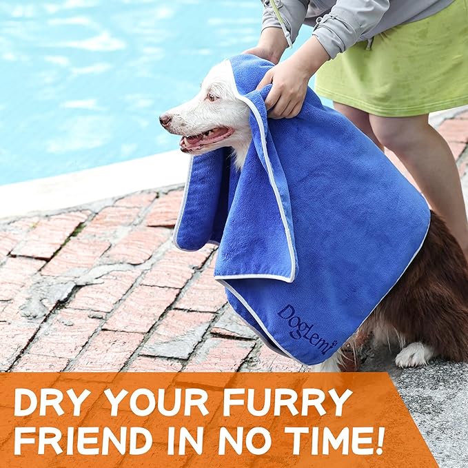 Dog Towels for Drying Dogs Super Absorbent Microfiber Pet Grooming Towel for Dogs, Cats and Other Pets, Machine Washable (40 x 26 Inches, Coral Velvet Blue)