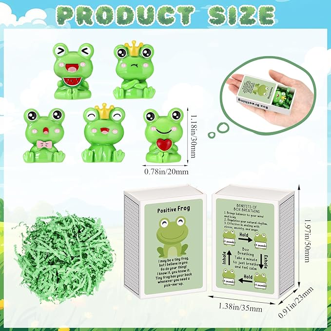 25 Set Employee Appreciation Gifts Bulk Coworkers Thank You Desk Pets Holiday Small Cute Emotional Support Resin Ornaments Card Box for Women Men Adults Office (Frog)