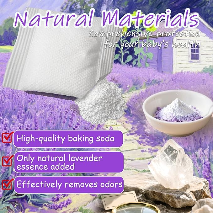 24 PCS Baking Soda Refills For Munchkin Nursery Fresheners, Lavender Scented Deodorizers Odor Absorber Compatible with Arm and Hammer Diaper Pail Deodorizing discs