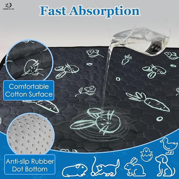 2-Pack Guinea Pig Cage Liner Washable, 24in x 47in Ultra-Absorbent Guinea Pig Bedding for Cage Non-Slip Leak-Proof Pee Pads for Dogs Rabbit Bunny Cat Litter Mat, Navy