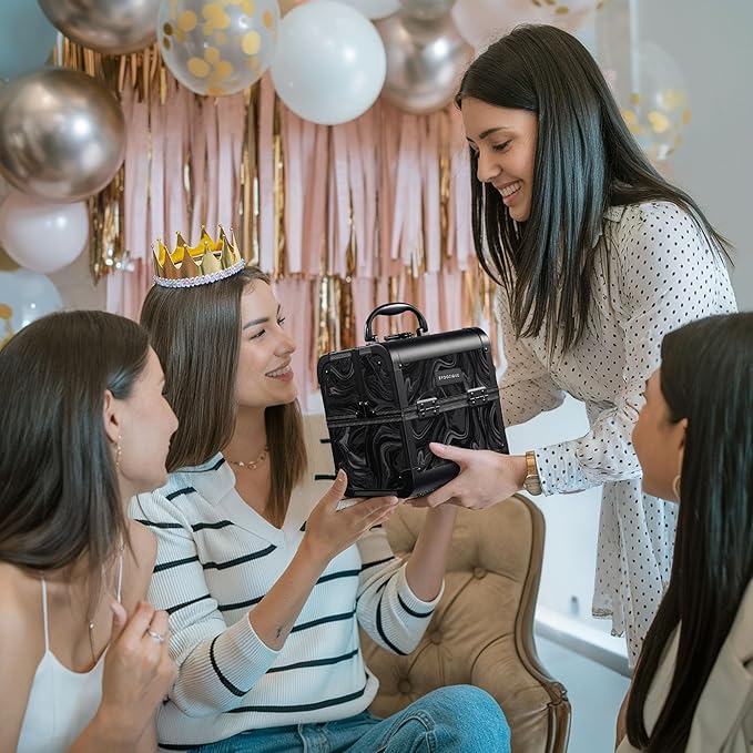 BYOOTIQUE Cosmetology Makeup Train Case 2-Tier Trays Portable Cosmetic Hairstylist Traveling Bag Storage Organizer Lockable Tattoo Box with Mirror for Artist Nail Tech,CoyoteButtes Shadows