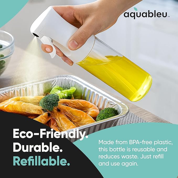 Aquableu Spray Bottle for Hair – Continuous Mist Spray Bottle for Hair Care, Styling, Cleaning, Plants, Pets & Essential Oils (White, 10oz)