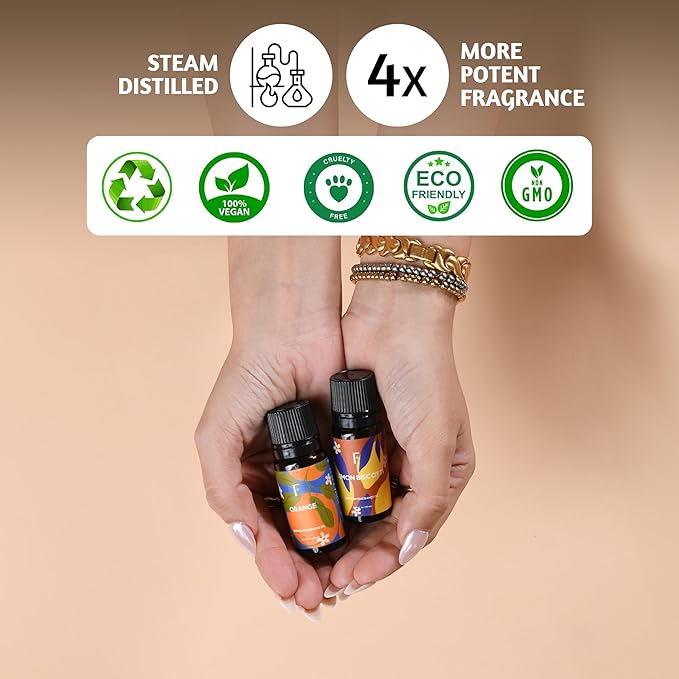 Folkulture Essential Oil for Diffuser Oil | Essential Oils Set of 2 Fragrances | Diffuser Scents for Home | Diffuser Essentials, Fragrance | Lemon Biscotti & Orange